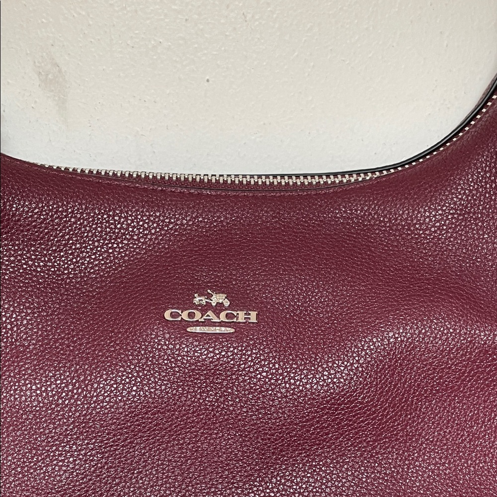 Coach Pebbled Leather Shoulder Bag in Burgundy Wine - Picture 2 of 7